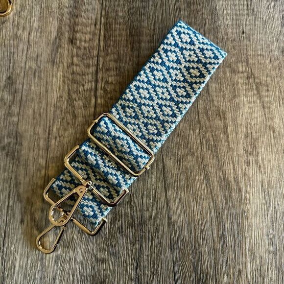 Gray Blue BOHO Purse Strap Crossbody Fast Ship NEW - Picture 1 of 3